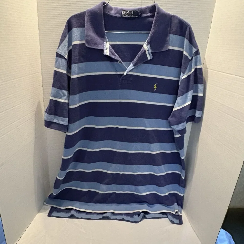 Vintage Polo Ralph Lauren Men's Short Sleeve Striped Polo Shirt 2XL